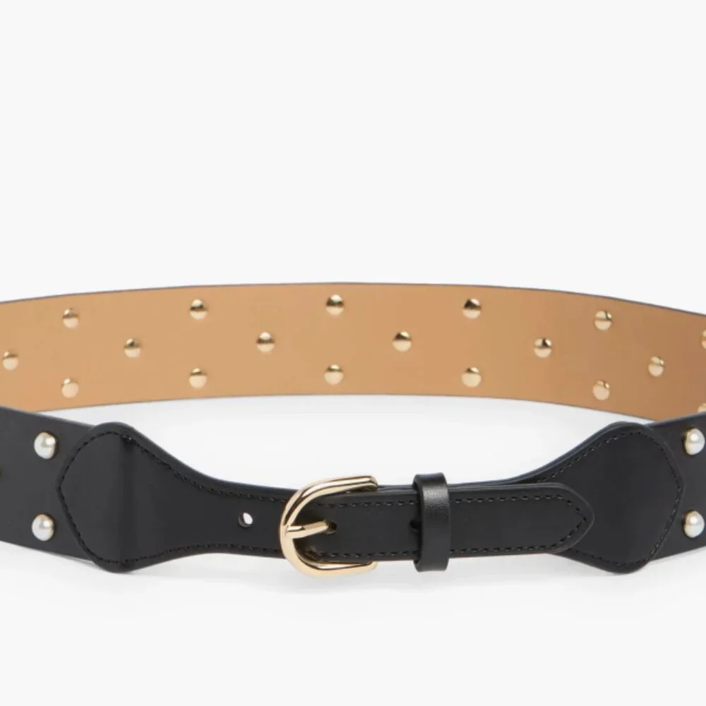 NWT Kate Spade New York Faux Pearl Belt Medium, BLACK